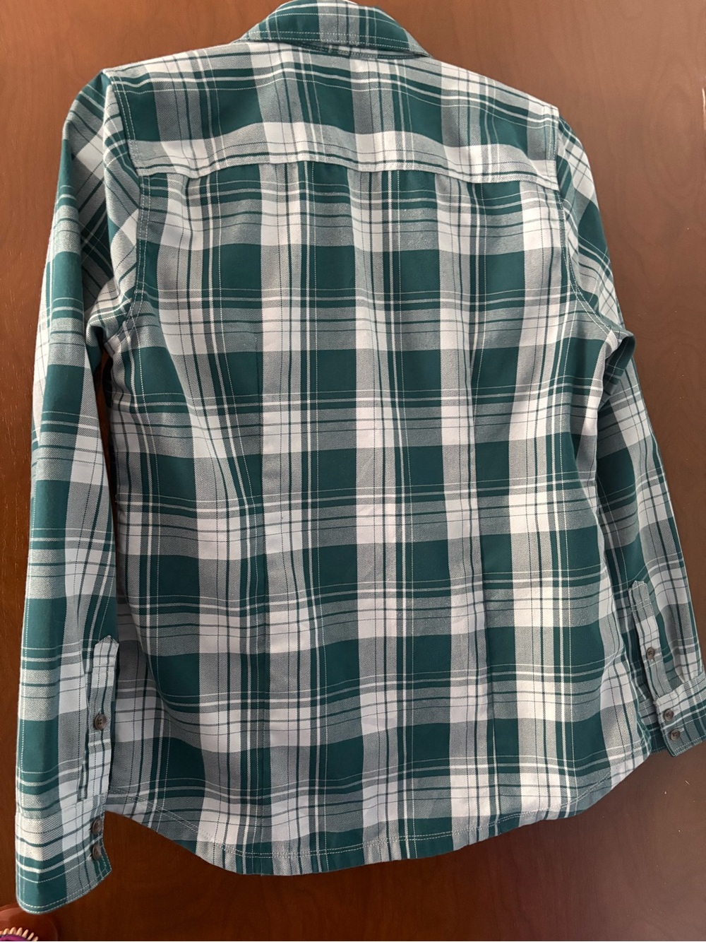 Eddie Bauer Teal and White Plaid Button-Down Shirt - Picture 5 of 7